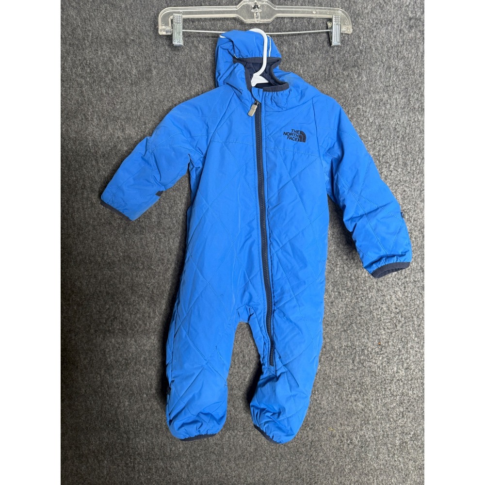The North Face Blue Quilted Insulated Hooded Bunting Snowsuit Infant 6-12M